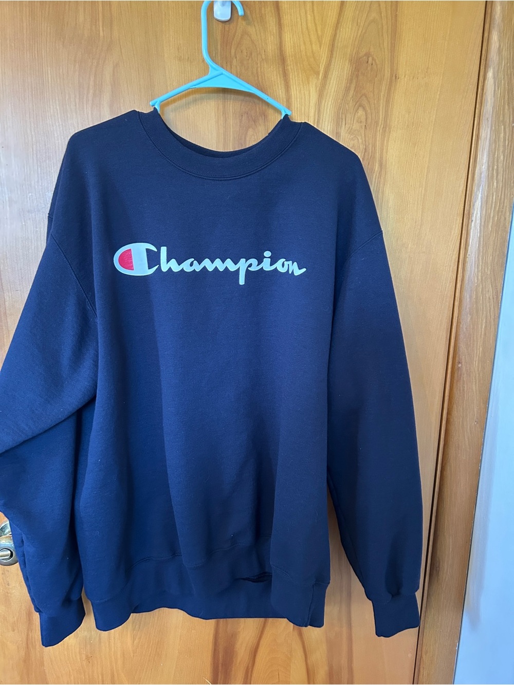 Champion Black Crewneck Sweatshirt with Script Logo